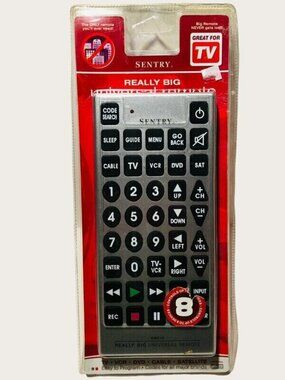 Sentry Really Big Universal Remote Control RMC10 New TV VCR DVD Cable Satellite